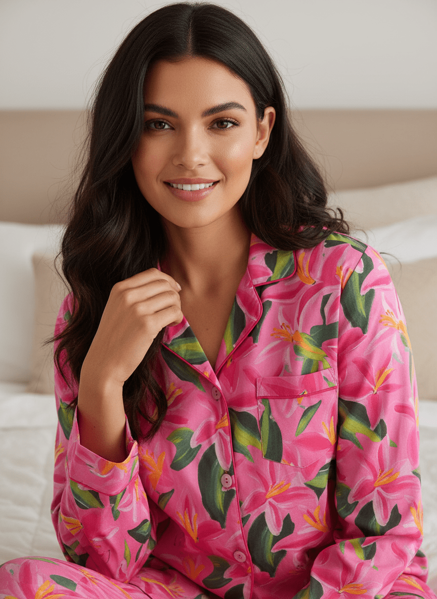 Womens 100% Cotton Poplin Pajama Set pajama-sets La Vie Bien Womens 100% Cotton Poplin Pajama Set