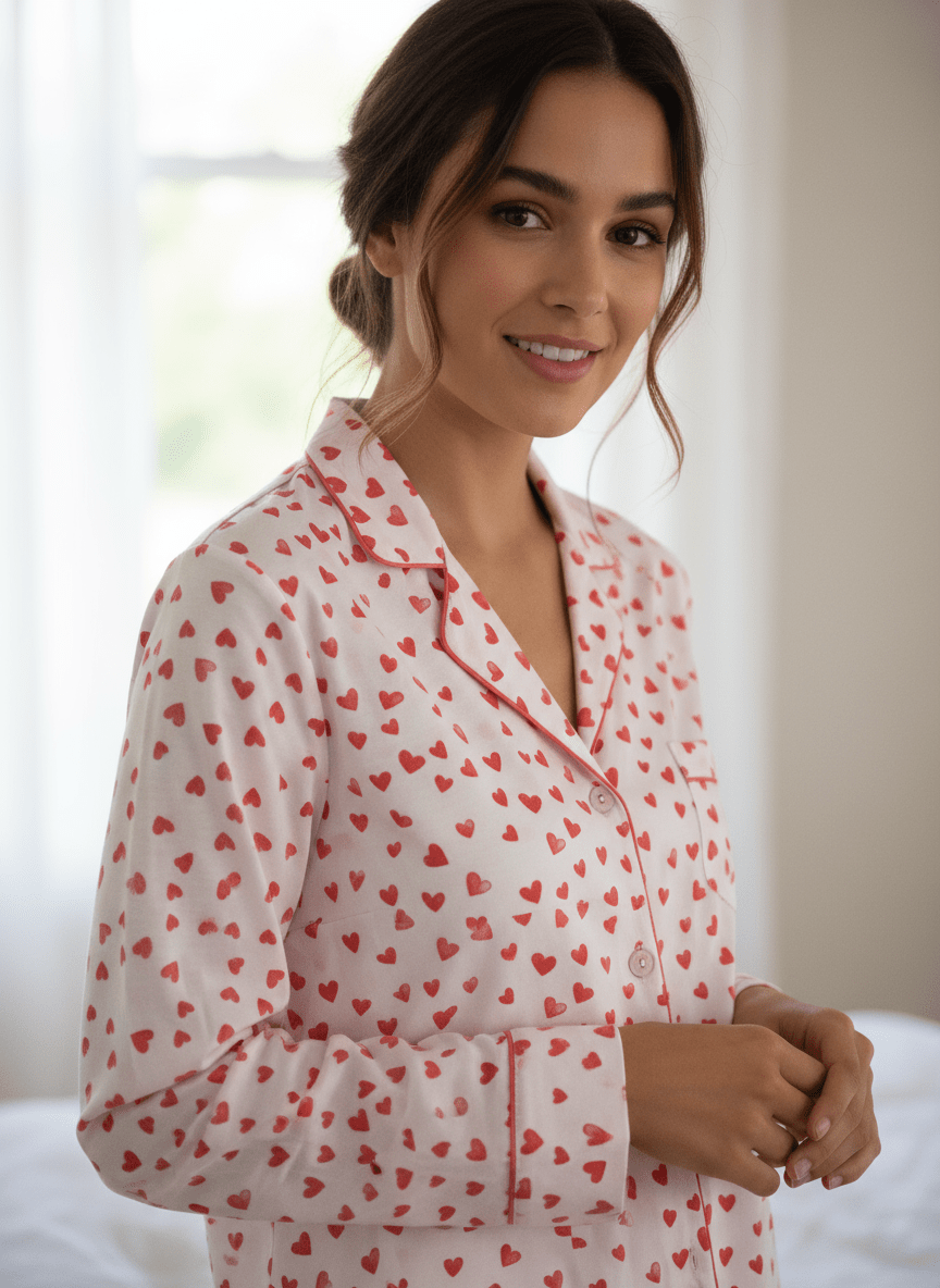 Womens 100% Cotton Poplin Pajama Set pajama-sets La Vie Bien Womens 100% Cotton Poplin Pajama Set