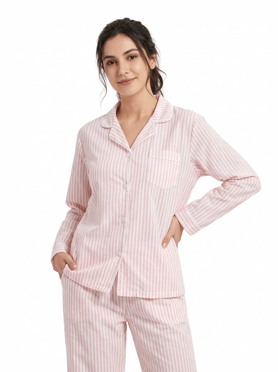 Womens 100% Cotton Poplin Pajama Set pajama-sets La Vie Bien Womens 100% Cotton Poplin Pajama Set