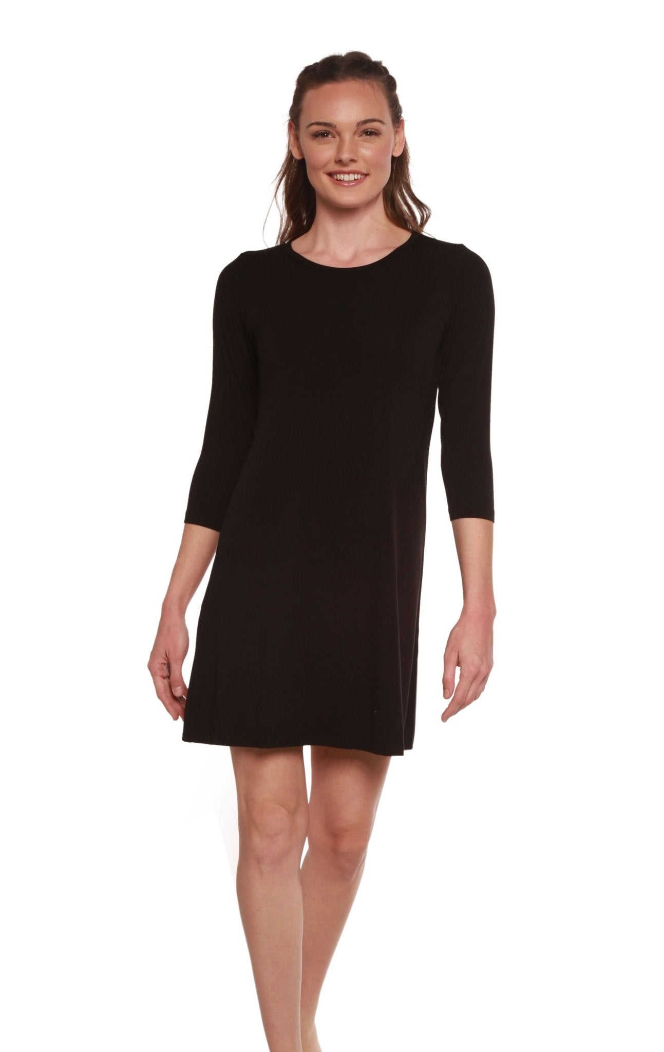 Women's A - Line Bamboo Viscose Dress in Black womens dress La Vie Bien Women's A - Line Bamboo Viscose Dress in Black
