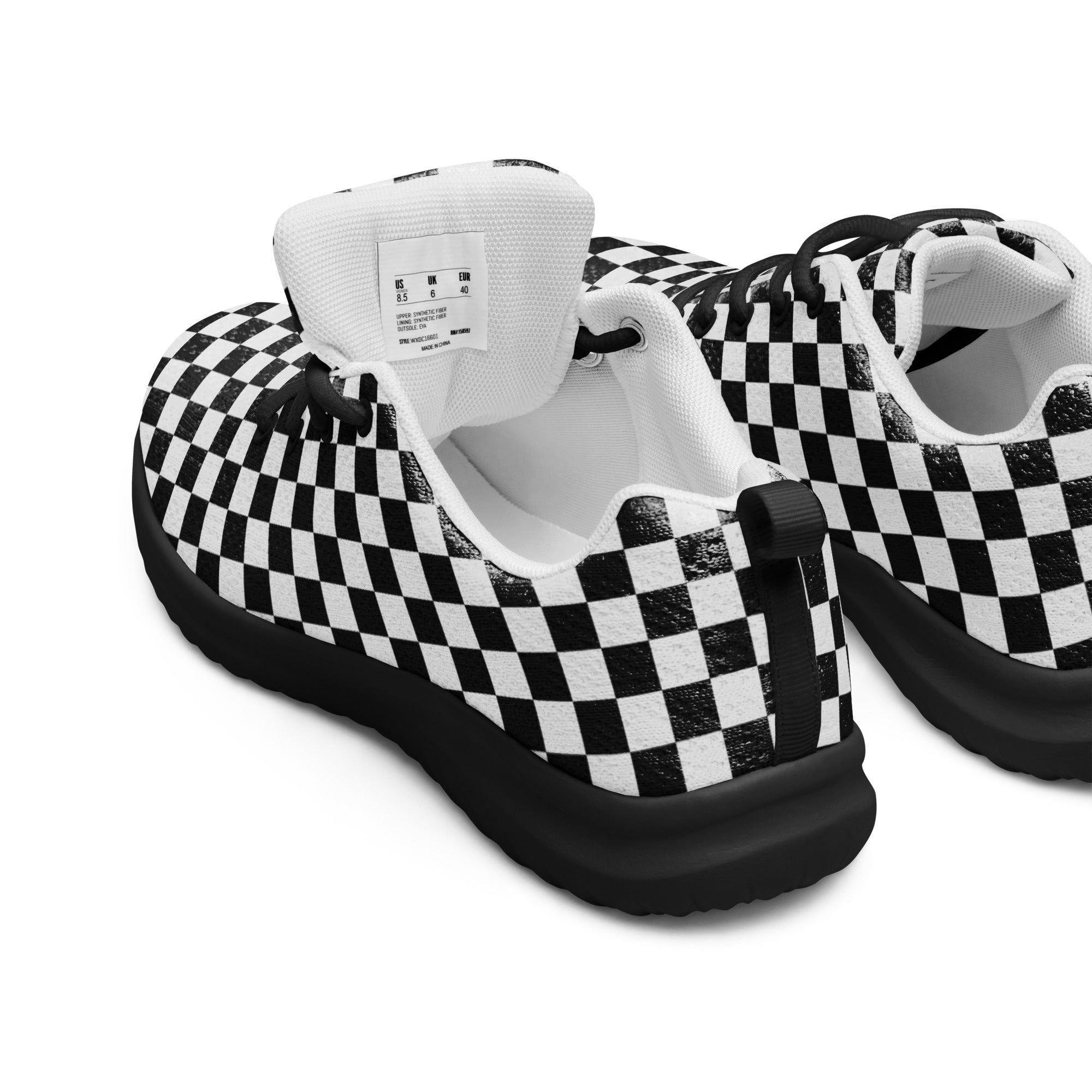Women’s black and white checkered athletic shoes