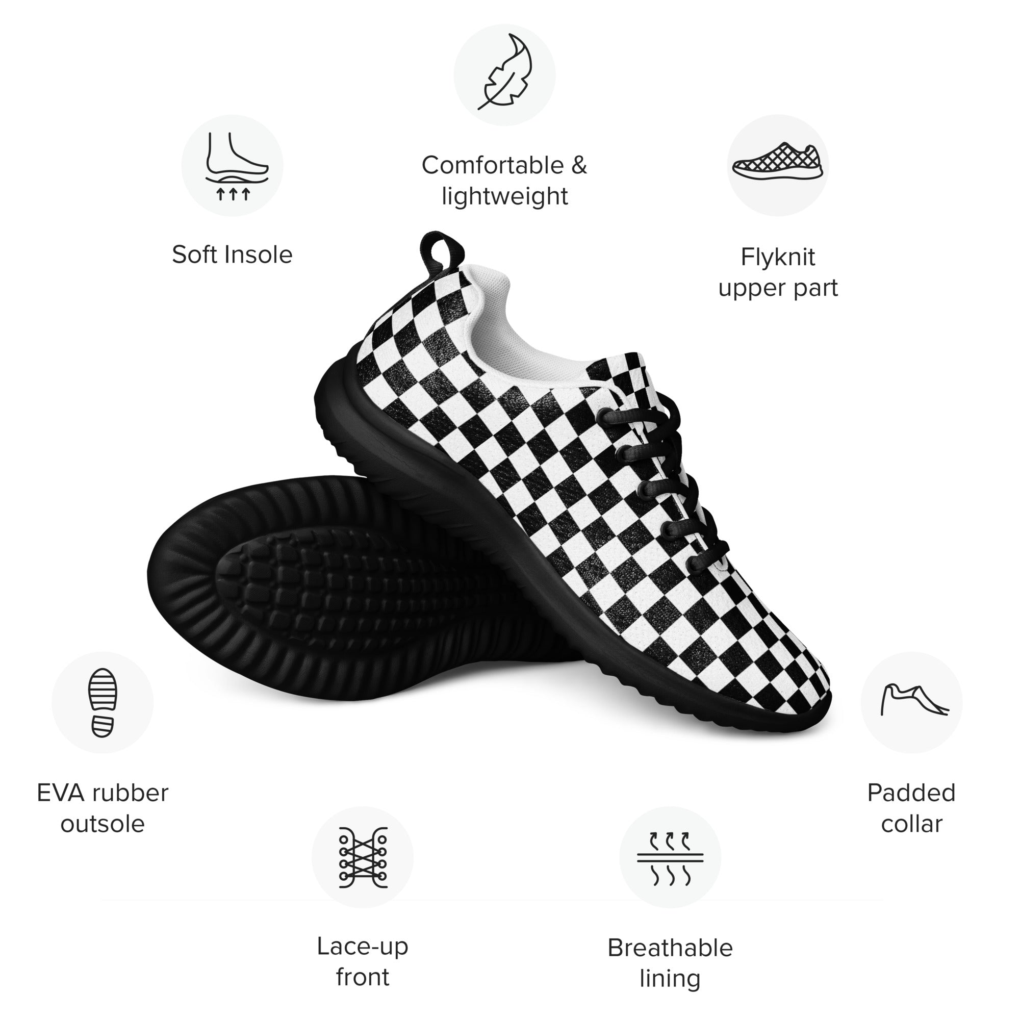 Women’s black and white checkered athletic shoes