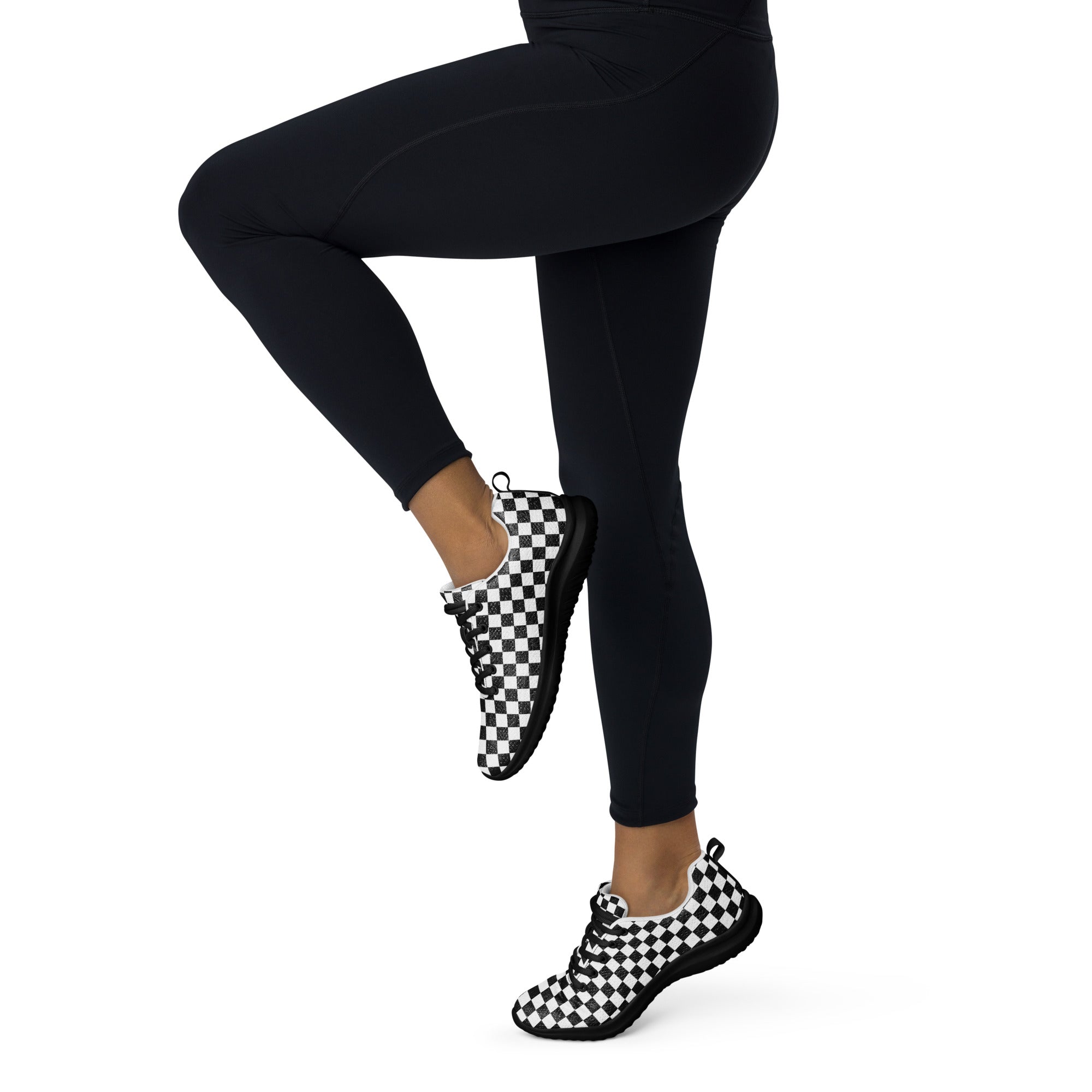 Women’s black and white checkered athletic shoes