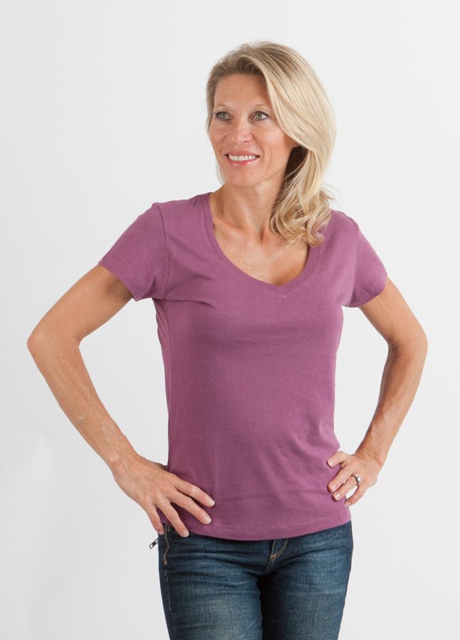 Women's Bamboo Viscose/Cotton V - Neck Cap Sleeve T-Shirt women's tshirt La Vie Bien Women's Bamboo Viscose/Cotton V - Neck Cap Sleeve T-Shirt