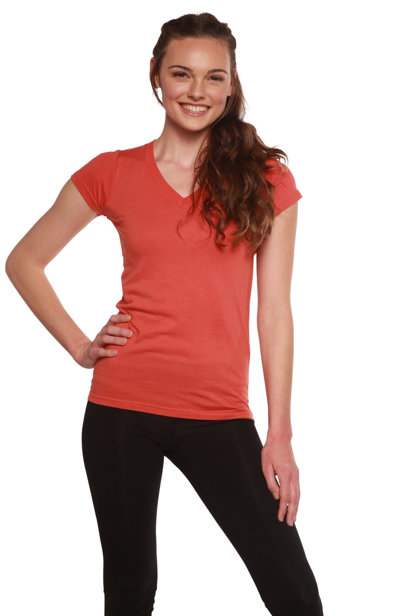 Women's Bamboo Viscose/Cotton V - Neck Cap Sleeve T-Shirt women's tshirt La Vie Bien Women's Bamboo Viscose/Cotton V - Neck Cap Sleeve T-Shirt