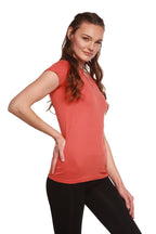 Women's Bamboo Viscose/Cotton V - Neck Cap Sleeve T-Shirt women's tshirt La Vie Bien Women's Bamboo Viscose/Cotton V - Neck Cap Sleeve T-Shirt