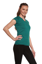 Women's Bamboo Viscose/Cotton V - Neck Cap Sleeve T-Shirt women's tshirt La Vie Bien Women's Bamboo Viscose/Cotton V - Neck Cap Sleeve T-Shirt