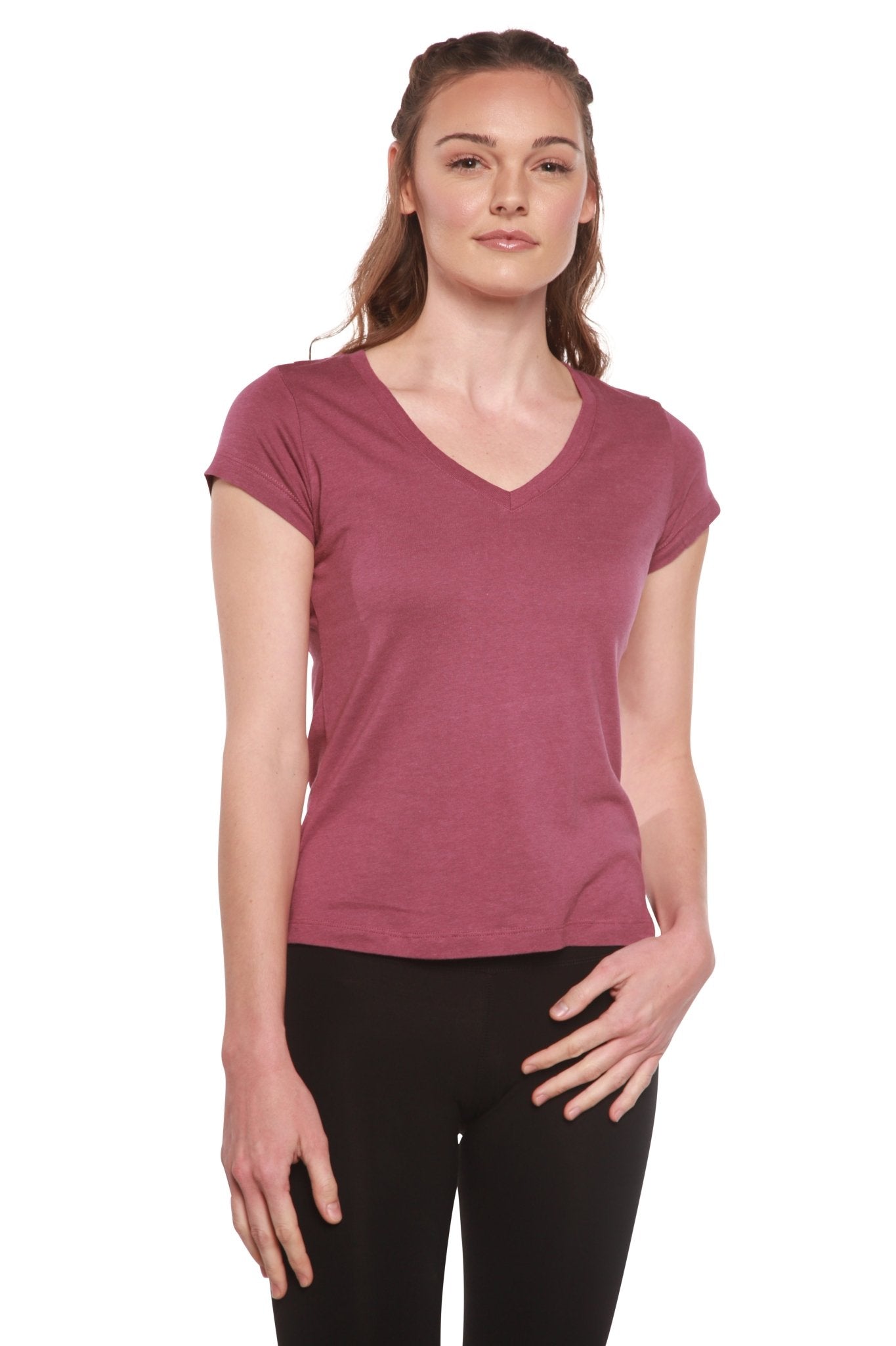 Women's Bamboo Viscose/Cotton V - Neck Cap Sleeve T-Shirt women's tshirt La Vie Bien Women's Bamboo Viscose/Cotton V - Neck Cap Sleeve T-Shirt