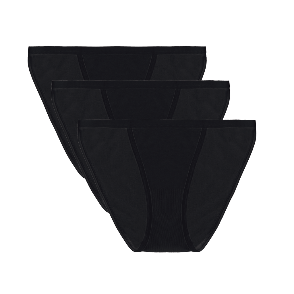 Women's Bamboo/Cotton Bikini Style Underwear Black Color - 3 - pack women's underwear La Vie Bien Women's Bamboo/Cotton Bikini Style Underwear Black Color - 3 - pack