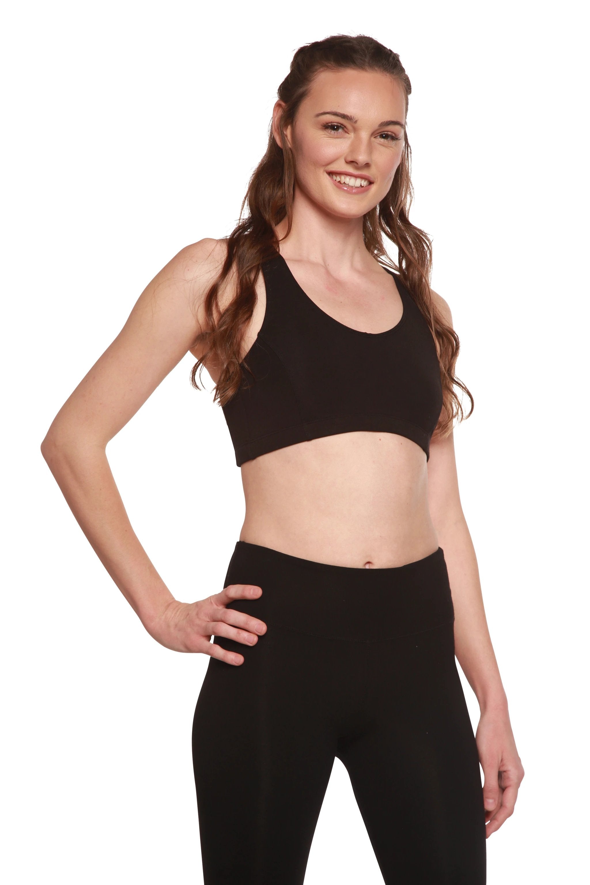 New Women's Bamboo Padded Sports Bra in Black by Spun Bamboo