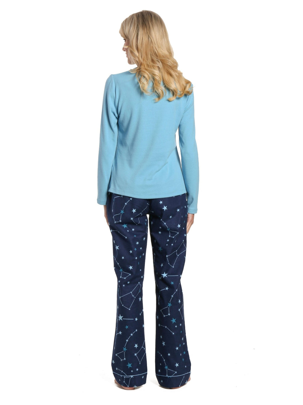 Womens Cotton Flannel Lounge Set with Henley Top pajama-sets La Vie Bien Womens Cotton Flannel Lounge Set with Henley Top