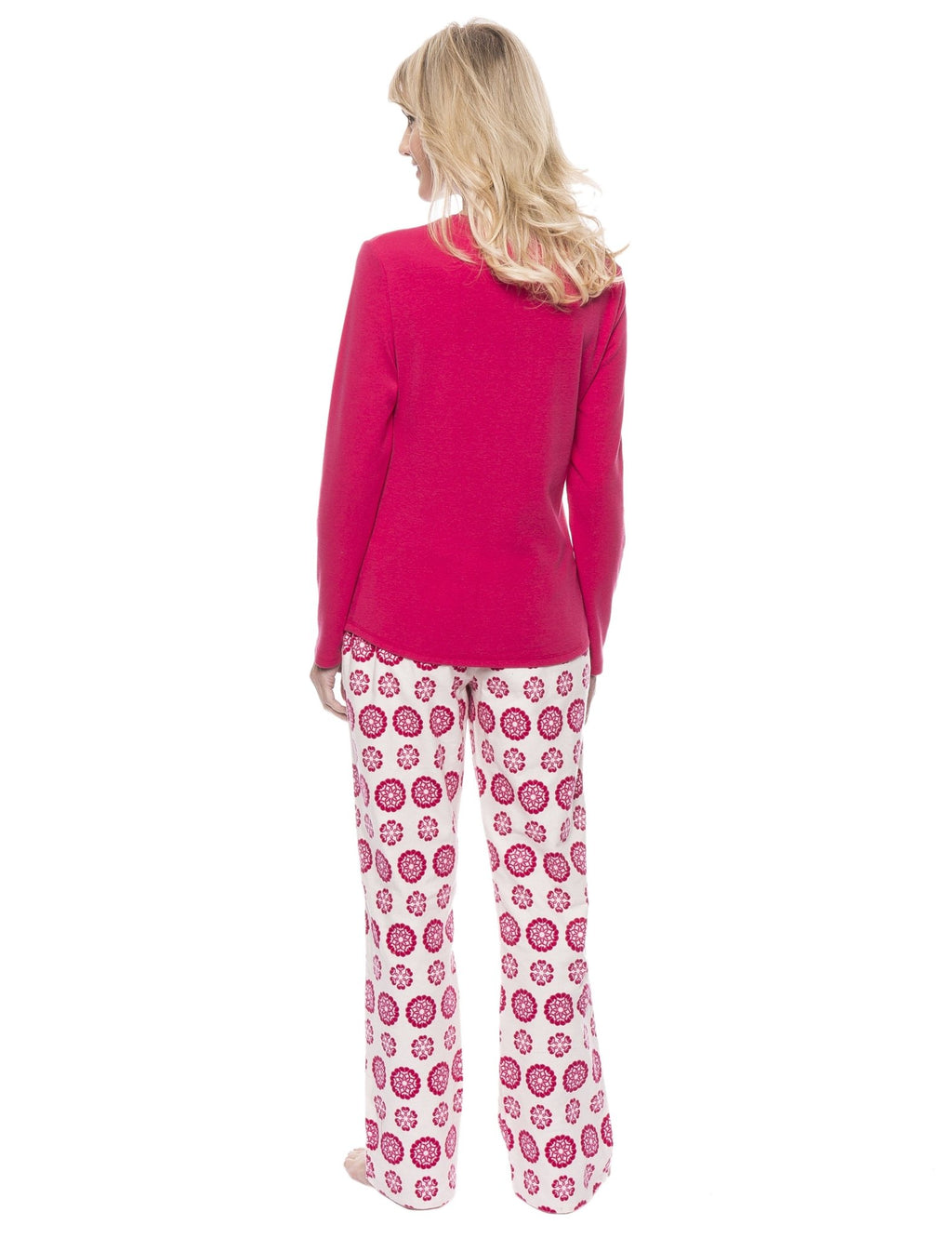 Womens Cotton Flannel Lounge Set with Henley Top pajama-sets La Vie Bien Womens Cotton Flannel Lounge Set with Henley Top