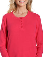 Womens Cotton Flannel Lounge Set with Henley Top pajama-sets La Vie Bien Womens Cotton Flannel Lounge Set with Henley Top