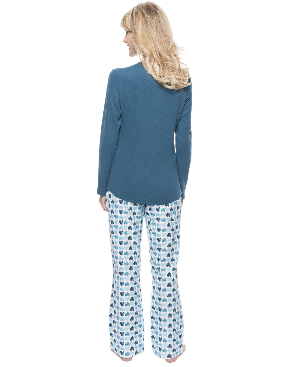 Womens Cotton Flannel Lounge Set with Henley Top pajama-sets La Vie Bien Womens Cotton Flannel Lounge Set with Henley Top