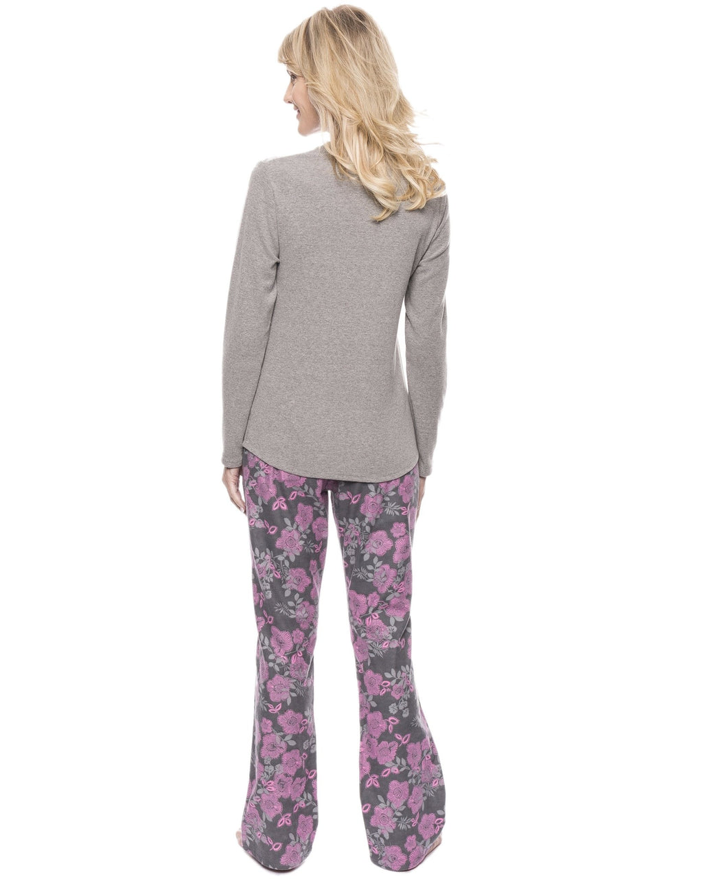 Womens Cotton Flannel Lounge Set with Henley Top pajama-sets La Vie Bien Womens Cotton Flannel Lounge Set with Henley Top