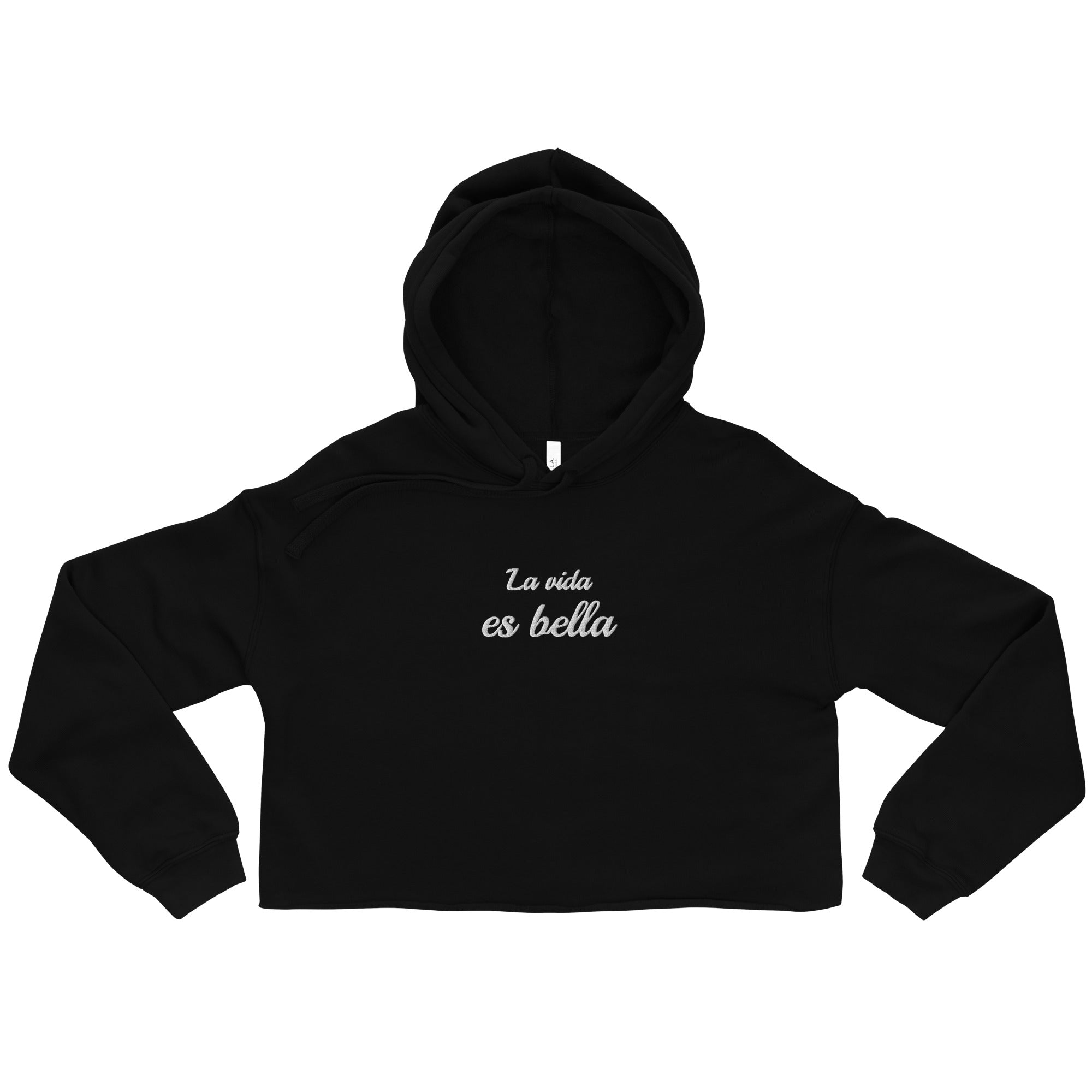 La vida es bella embroidered Crop Hoodie