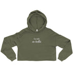 La vida es bella embroidered Crop Hoodie