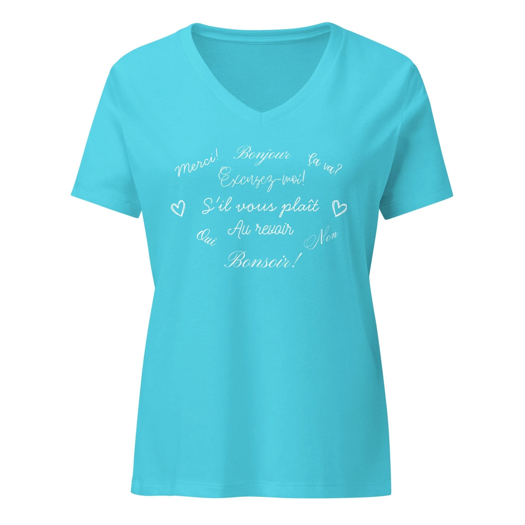 Women’s French phrases relaxed v-neck t-shirt by La Vie Bien
