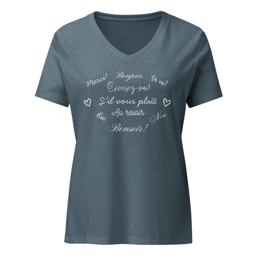 Women’s French phrases relaxed v-neck t-shirt by La Vie Bien