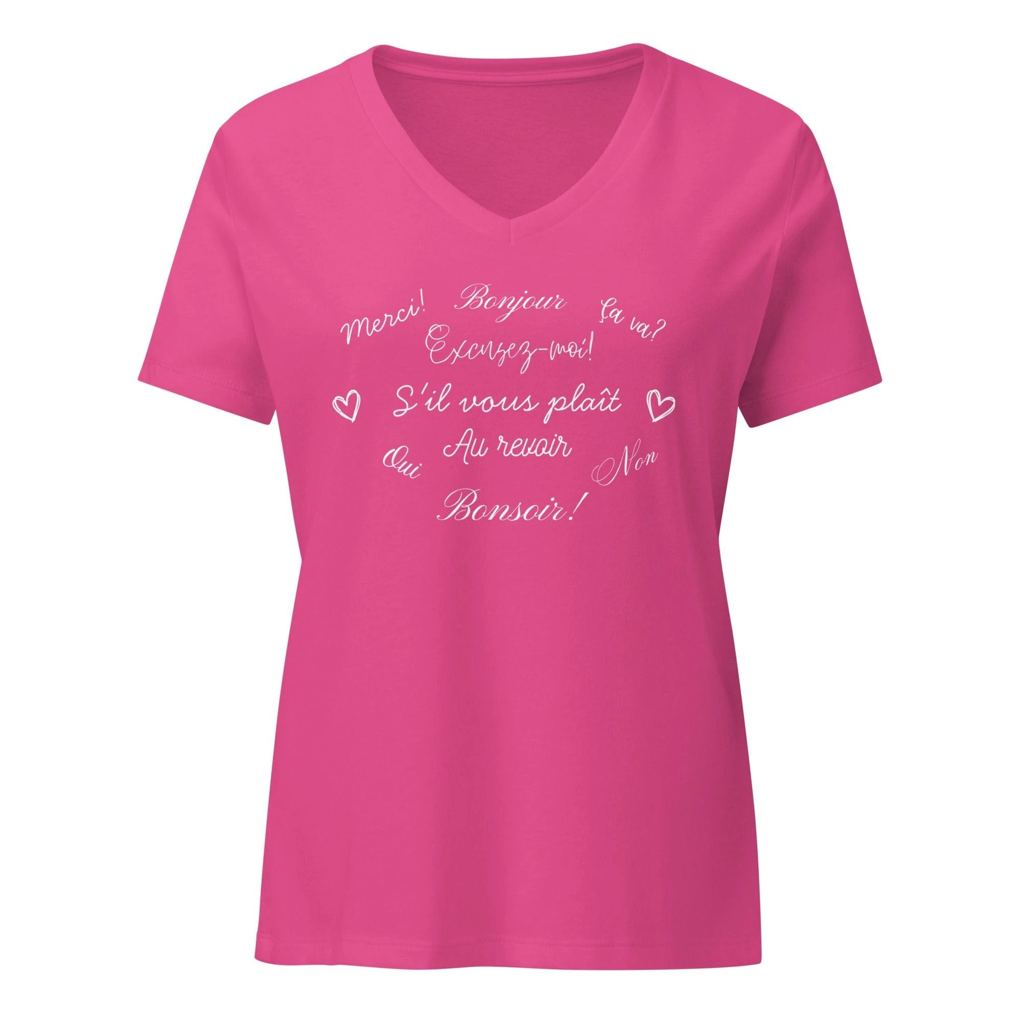 Women’s French phrases relaxed v-neck t-shirt by La Vie Bien