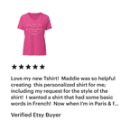Women’s French phrases relaxed v-neck t-shirt by La Vie Bien