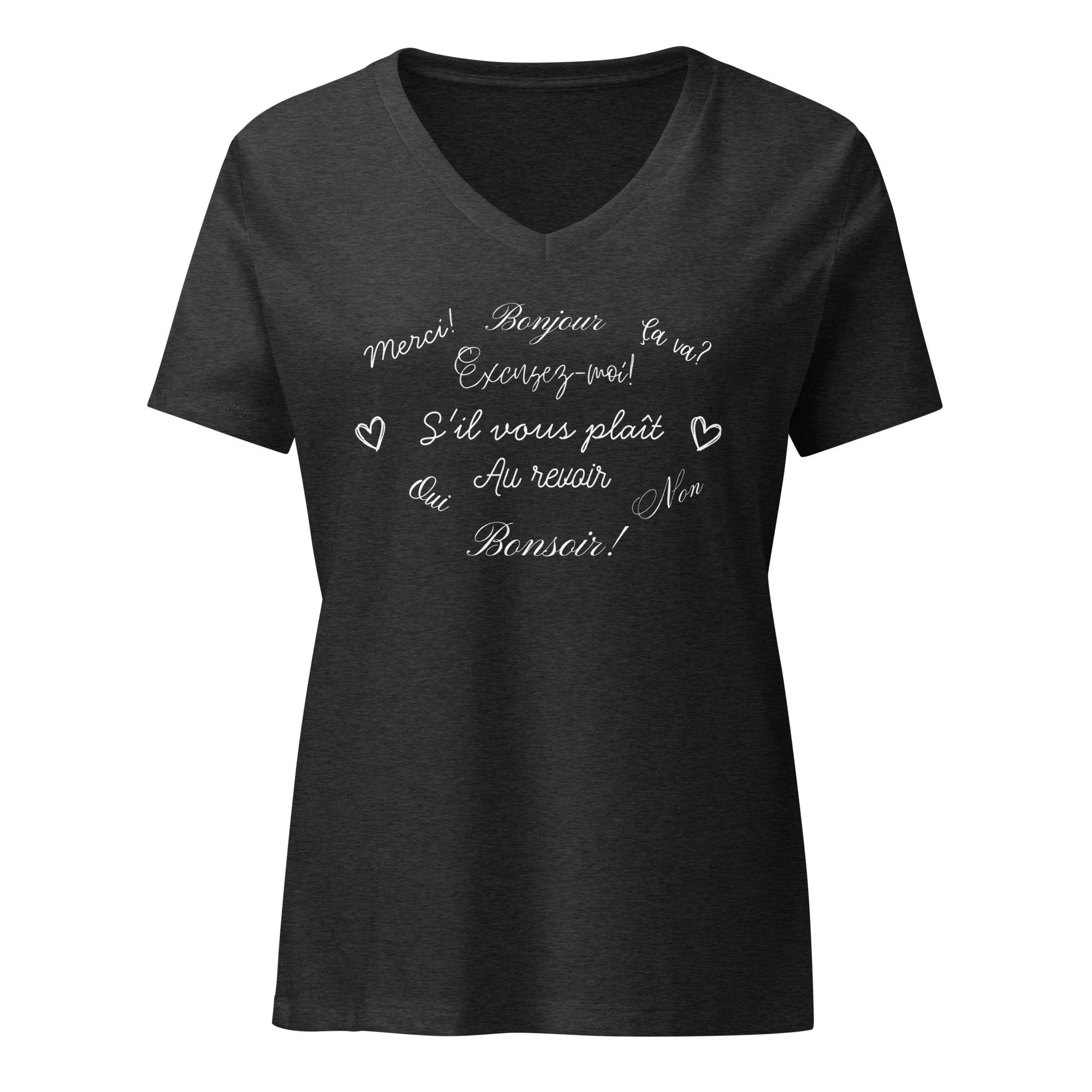 Women’s French phrases relaxed v-neck t-shirt by La Vie Bien