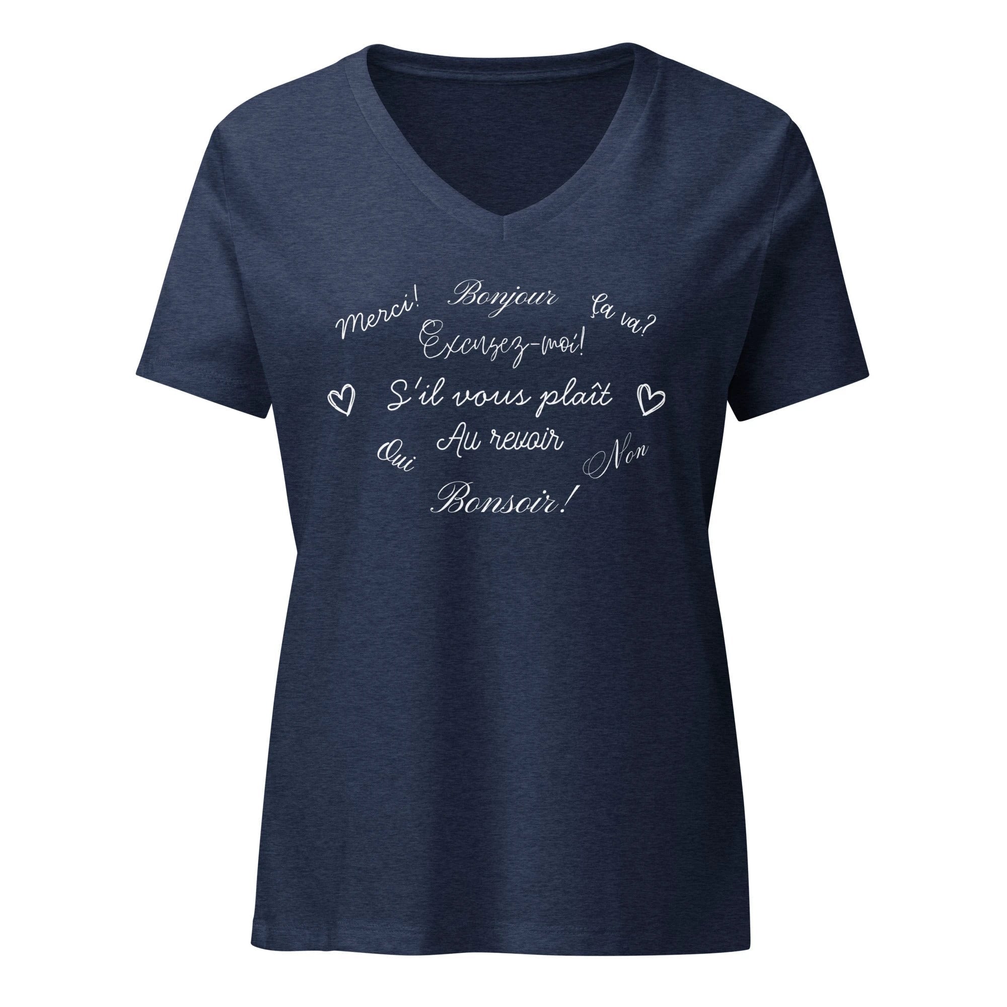 Women’s French phrases relaxed v-neck t-shirt by La Vie Bien