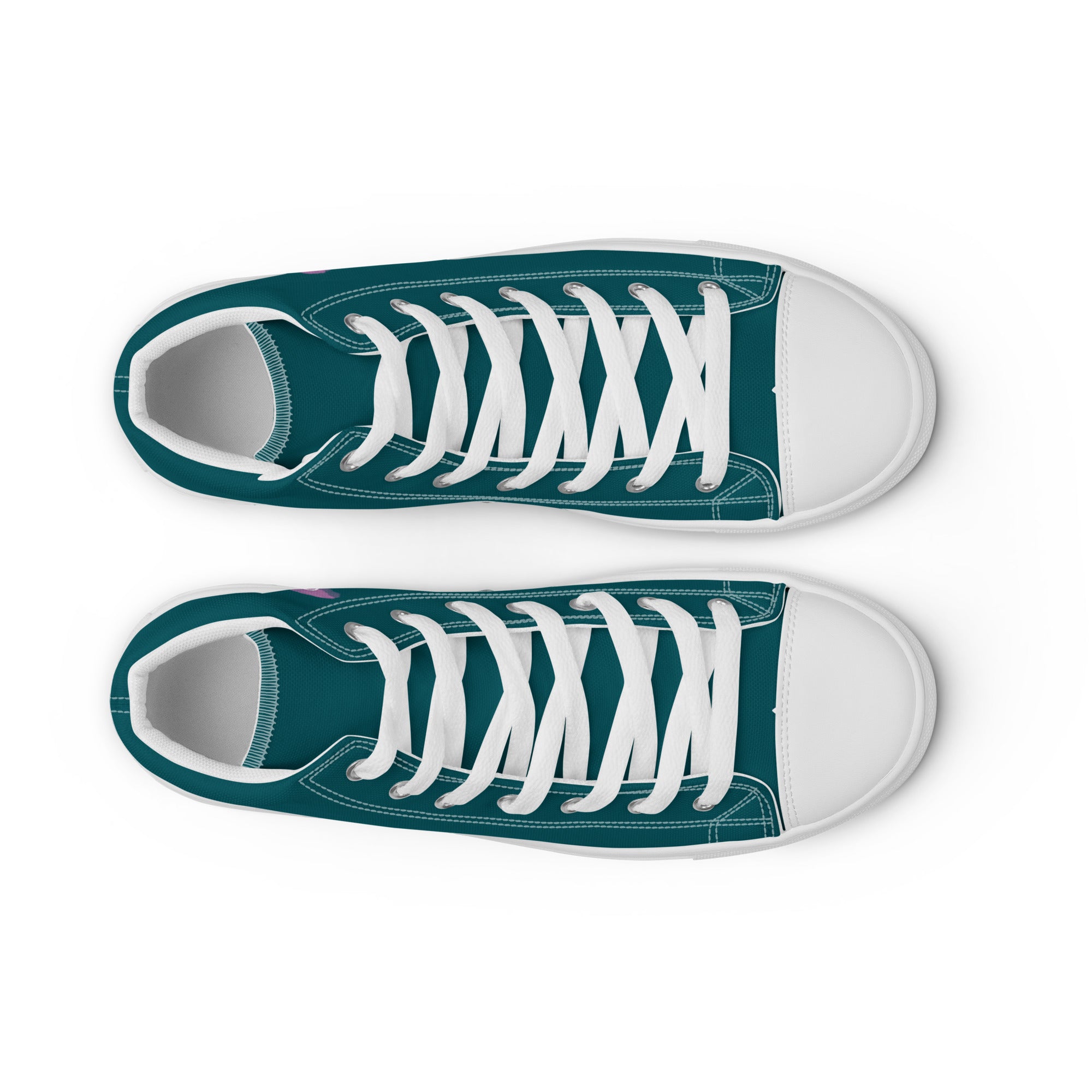 Women’s turquoise and pink heart high top canvas shoes