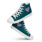 Women’s turquoise and pink heart high top canvas shoes by La Vie Bien