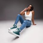 Women’s turquoise and pink heart high top canvas shoes by La Vie Bien