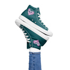 Women’s turquoise and pink heart high top canvas shoes by La Vie Bien