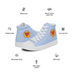 Women’s light blue happy heart high top canvas shoes by La Vie Bien