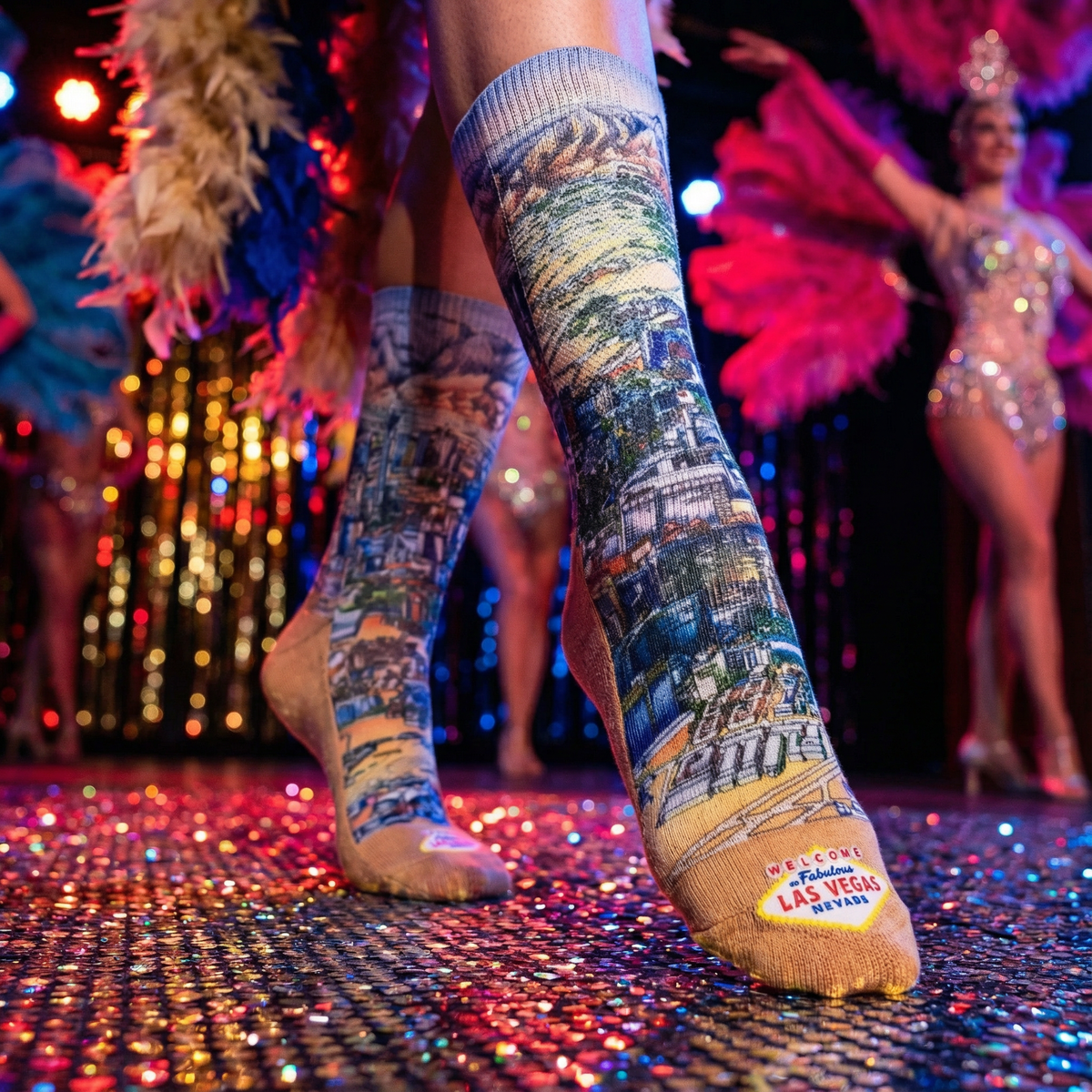 Women's Las Vegas Socks | Colorful Vegas Skyline Crew Socks Crew Socks La Vie Bien Women's Las Vegas Socks | Colorful Vegas Skyline Crew Socks