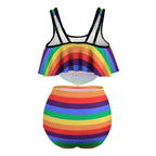 Women's Plus Size Rainbow Striped Two piece Tankini by SALE-Personal Design