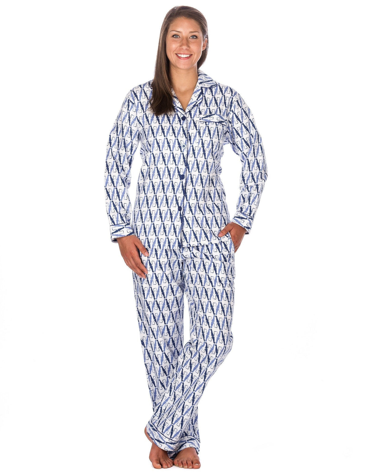 Women's Premium 100% Cotton Flannel Pajama Sleepwear Set (Relaxed Fit) pajama-sets La Vie Bien Women's Premium 100% Cotton Flannel Pajama Sleepwear Set (Relaxed Fit)