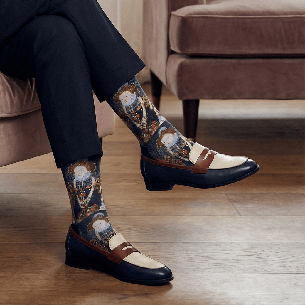 Women's Queen Elizabeth I Socks | Historic Portrait Novelty Crew Socks Crew Socks La Vie Bien Women's Queen Elizabeth I Socks | Historic Portrait Novelty Crew Socks