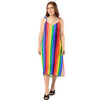 Women's rainbow striped Tie-strap midi dress by La Vie Bien