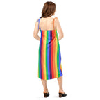 Women's rainbow striped Tie-strap midi dress by La Vie Bien