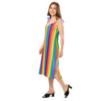 Women's rainbow striped Tie-strap midi dress by La Vie Bien