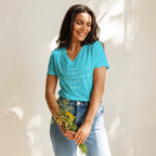 Women’s French phrases relaxed v-neck t-shirt by La Vie Bien