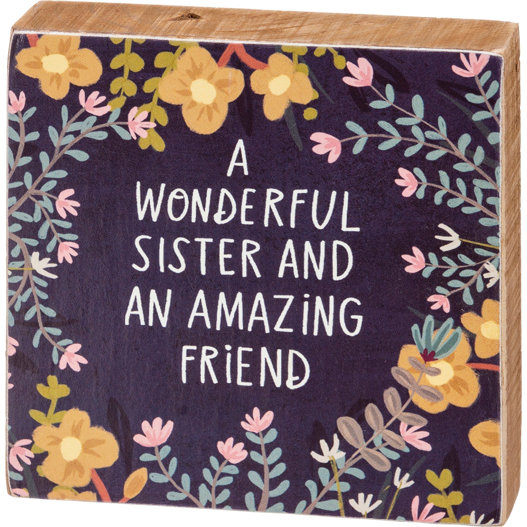 Wonderful Sister And Amazing Friend Block Sign | Square Wall Desk Art Display | 4" x 4" Decor La Vie Bien Wonderful Sister And Amazing Friend Block Sign | Square Wall Desk Art Display | 4" x 4"