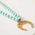 Wood Bead Crescent Pendant Necklace | Ivory or Mint by The Bullish Store