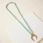 Wood Bead Crescent Pendant Necklace | Ivory or Mint by The Bullish Store