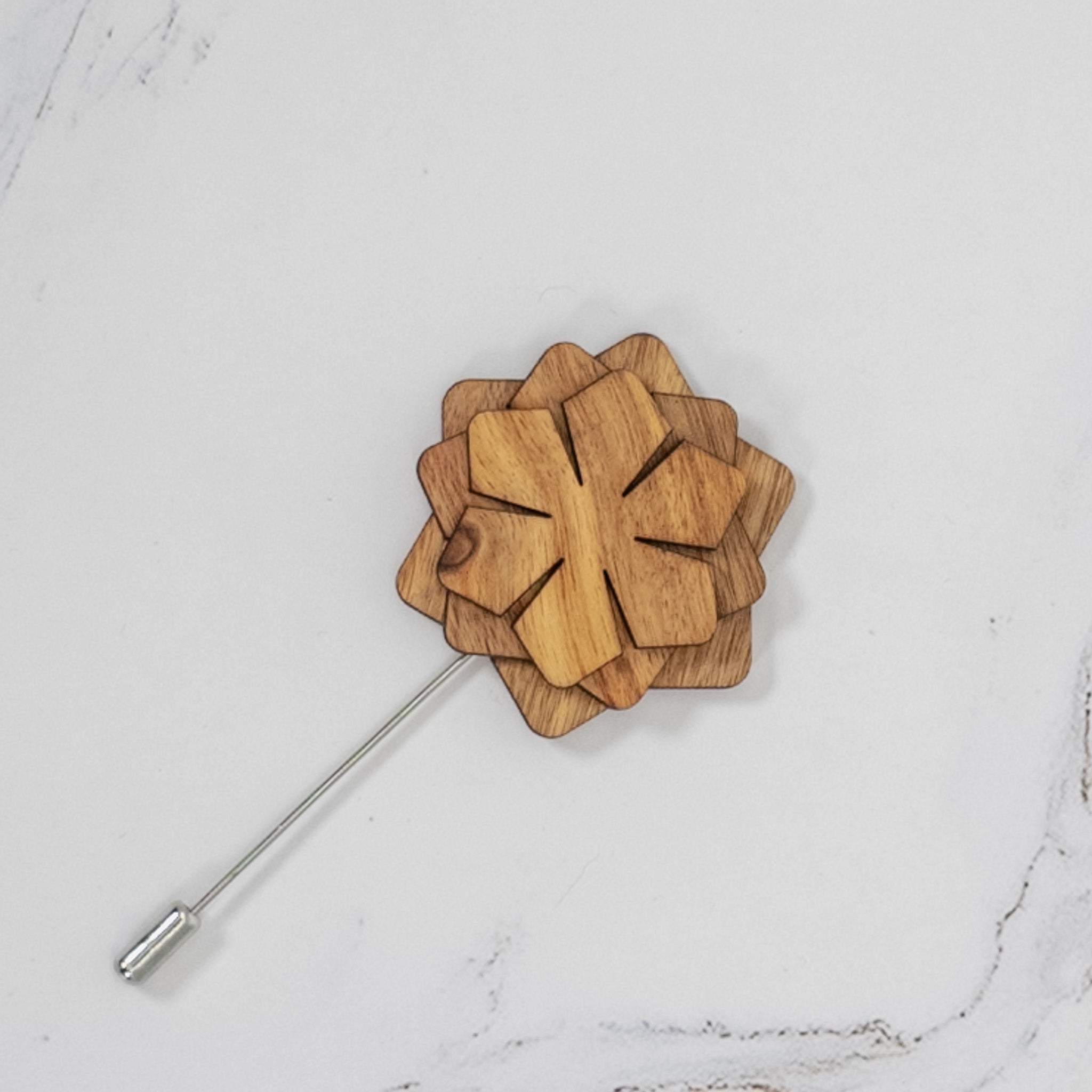 Wood Brooch | Layered Dahlia Rosette Brooch La Vie Bien Wood Brooch | Layered Dahlia Rosette