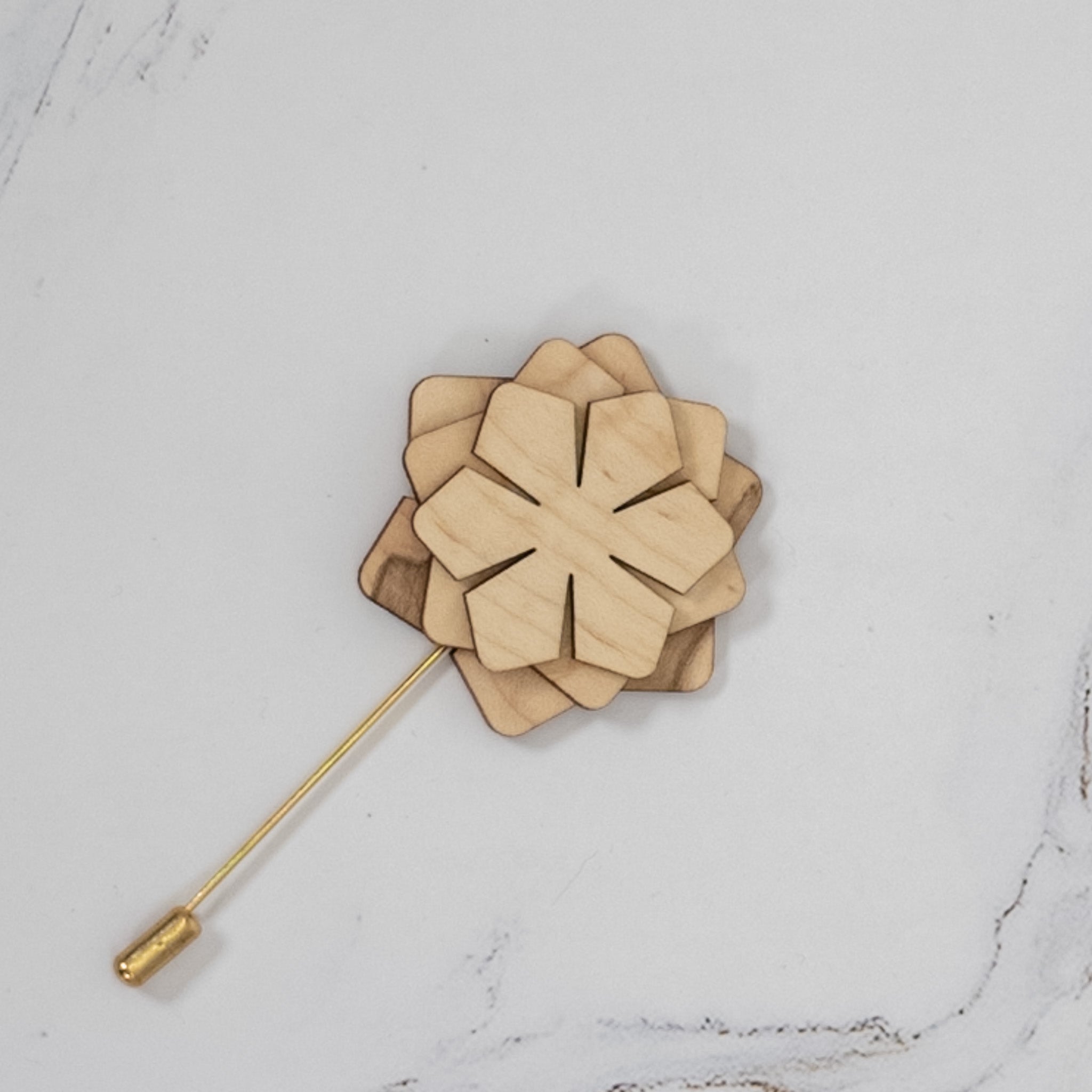 Wood Brooch | Layered Dahlia Rosette Brooch La Vie Bien Wood Brooch | Layered Dahlia Rosette