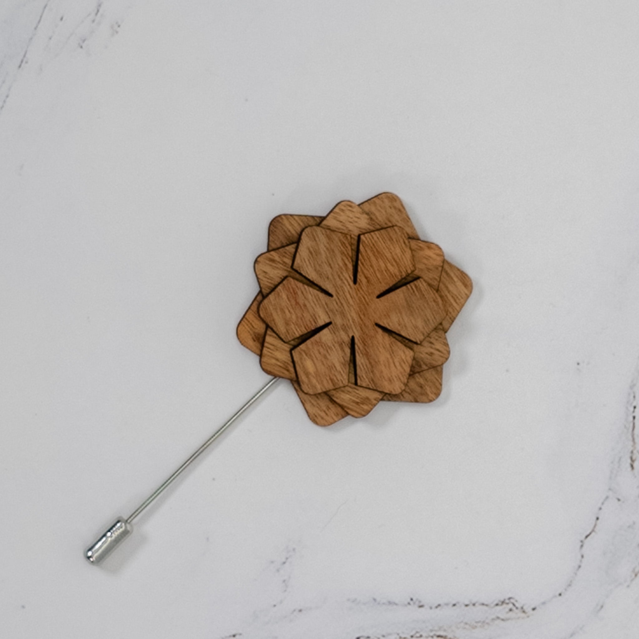 Wood Brooch | Layered Dahlia Rosette Brooch La Vie Bien Wood Brooch | Layered Dahlia Rosette
