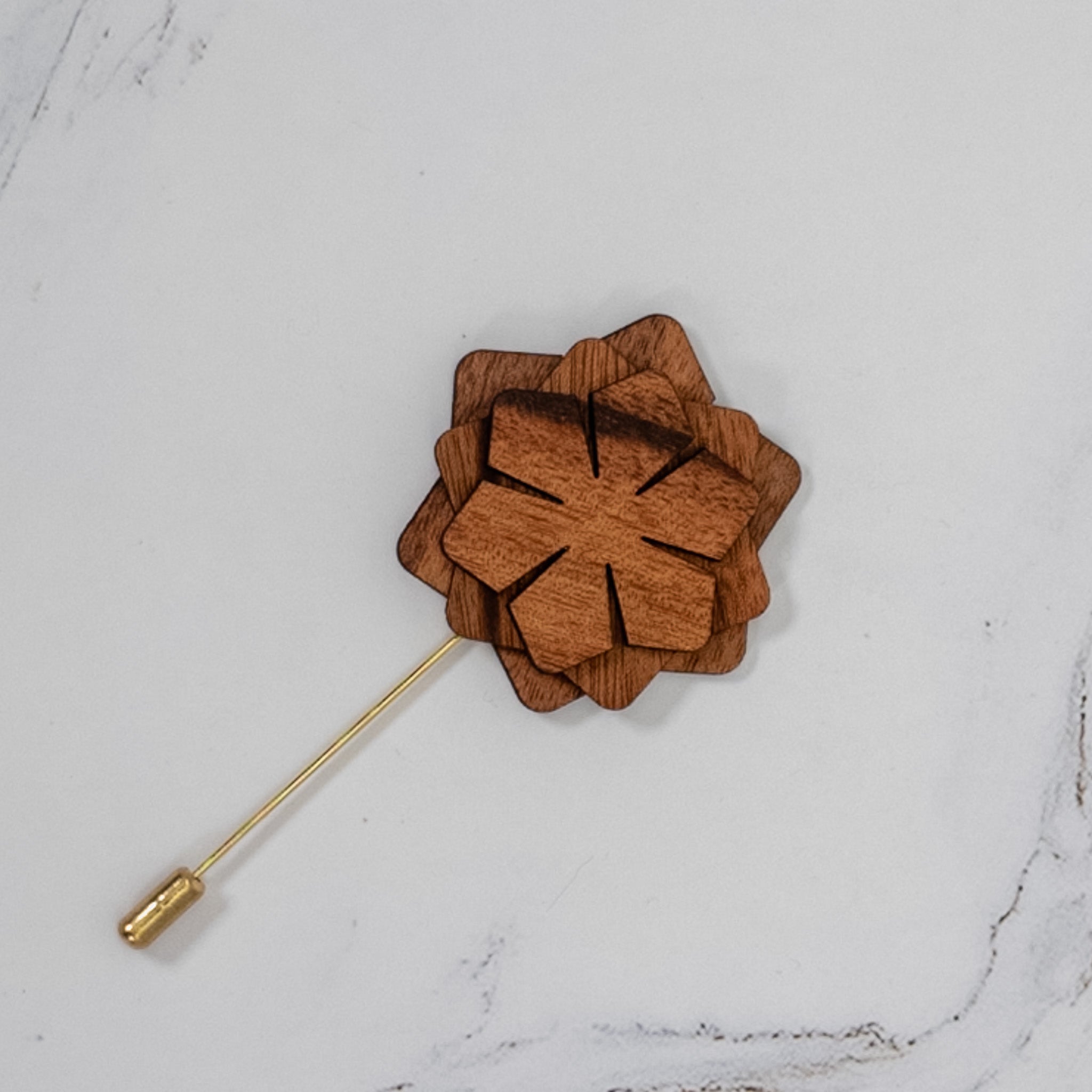 Wood Brooch | Layered Dahlia Rosette Brooch La Vie Bien Wood Brooch | Layered Dahlia Rosette
