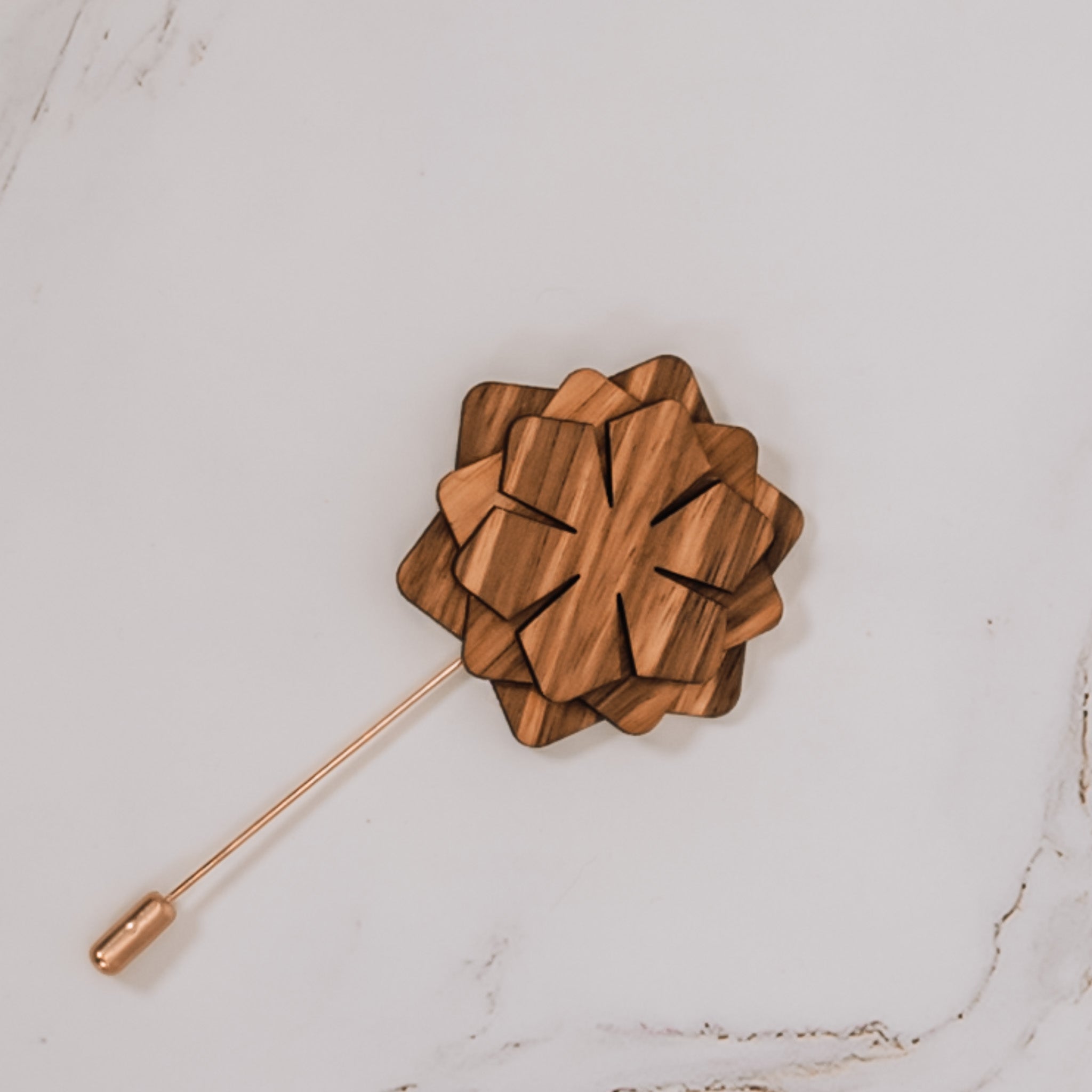 Wood Brooch | Layered Dahlia Rosette Brooch La Vie Bien Wood Brooch | Layered Dahlia Rosette