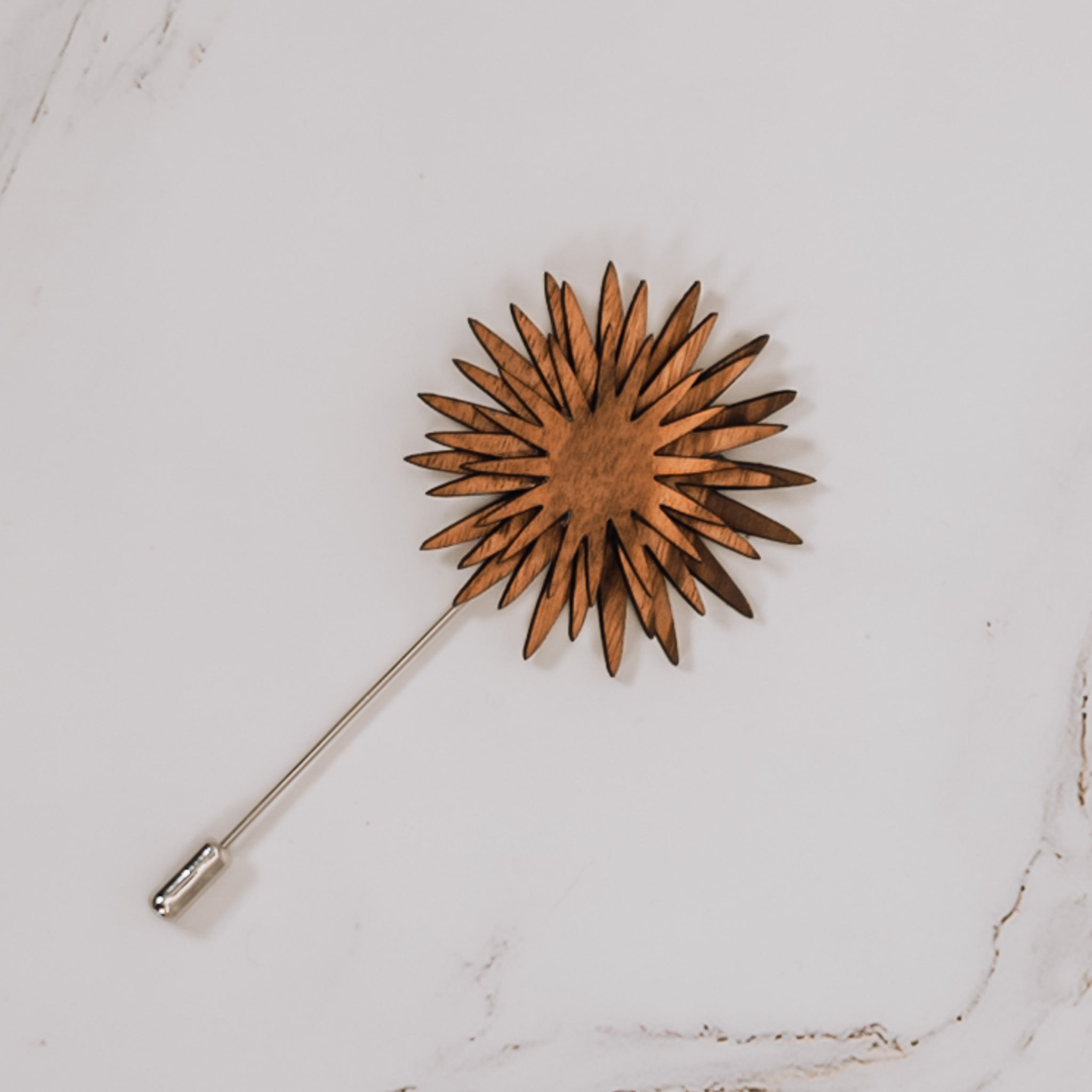Wood Brooch | Sunburst Chrysanthemum Brooch La Vie Bien Wood Brooch | Sunburst Chrysanthemum