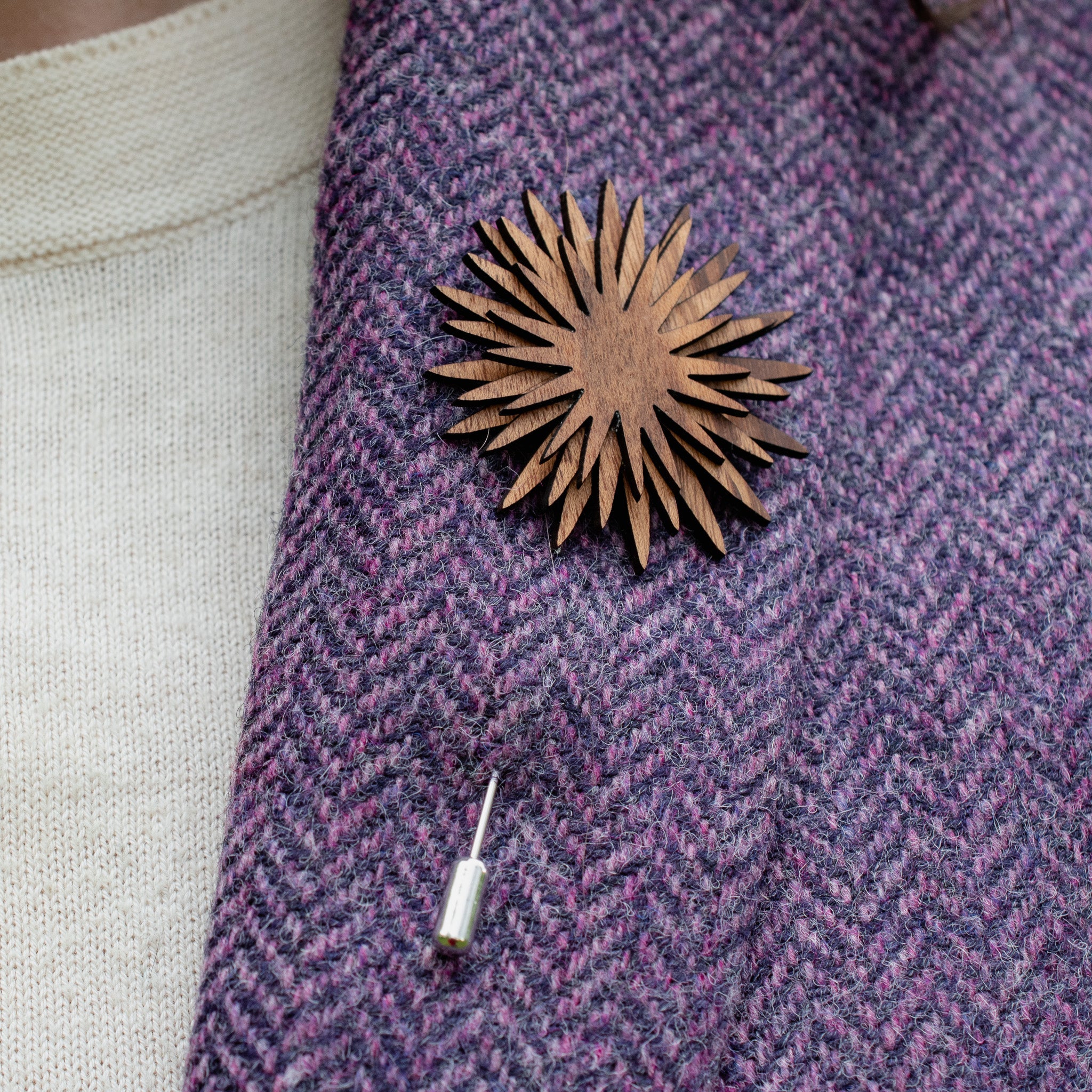 Wood Brooch | Sunburst Chrysanthemum Brooch La Vie Bien Wood Brooch | Sunburst Chrysanthemum